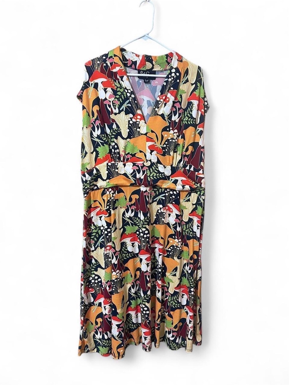 Lesley Evers discontinued mushroom print Betsey Dress 2XL